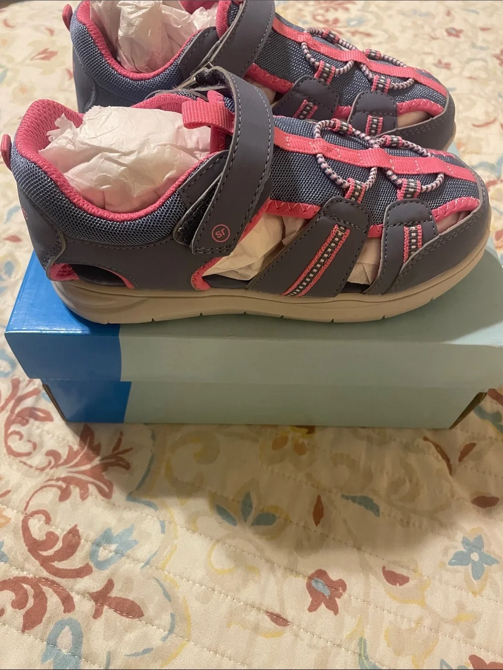 Stride Rite Girls Blue and Pink Sport Sandals